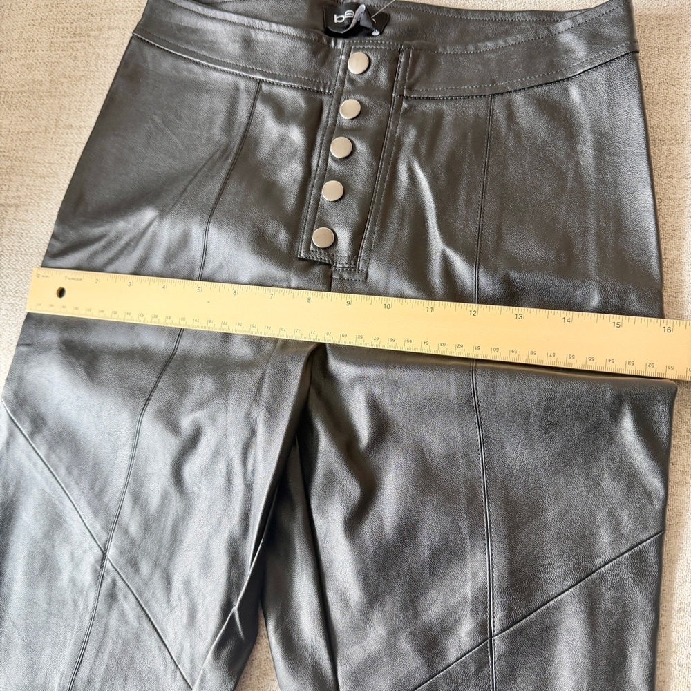๐ค Bebe Black Leather Button Front Seamed Leggings - Picture 8 of 15